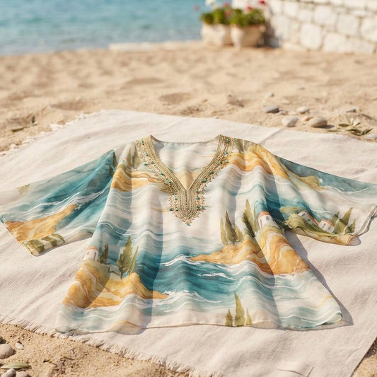 Azure Silk Kaftan